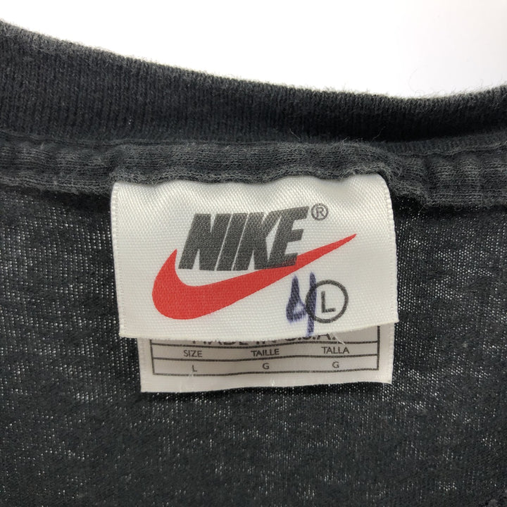 90'S Nike Sports Print T-Shirt Made in USA Men's L Size Vintage cotton black type Vintage Second Hand