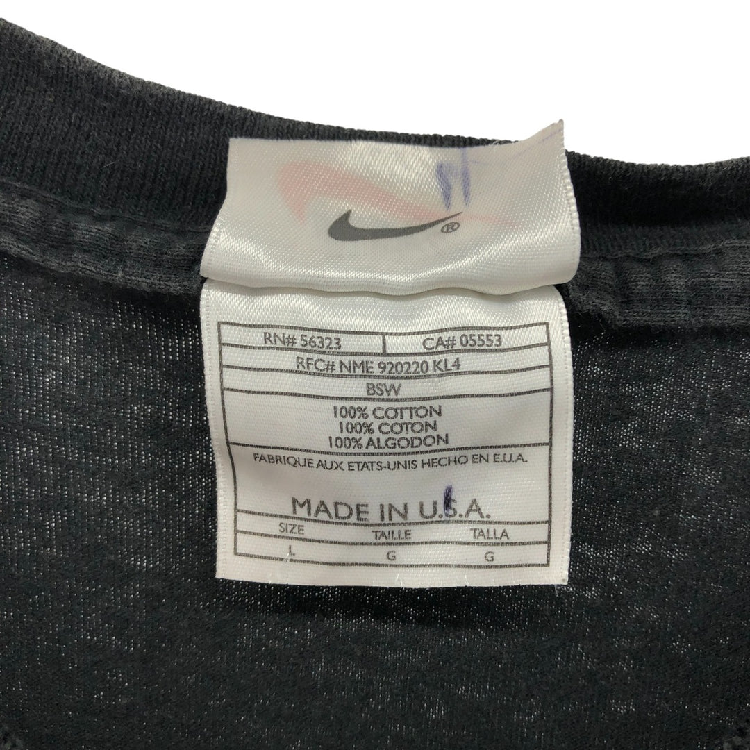 90'S Nike Sports Print T-Shirt Made in USA Men's L Size Vintage cotton black type Vintage Second Hand