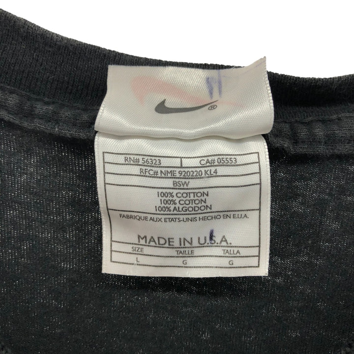90'S Nike Sports Print T-Shirt Made in USA Men's L Size Vintage cotton black type Vintage Second Hand