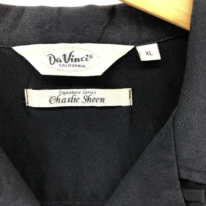 Da VINCI Dragon Pattern Short Sleeve Open Collar Cotton Shirt Box Shirt Men's XL Rayon black type Vintage Second Hand