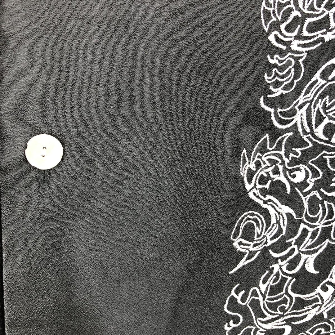 Da VINCI Dragon Pattern Short Sleeve Open Collar Cotton Shirt Box Shirt Men's XL Rayon black type Vintage Second Hand