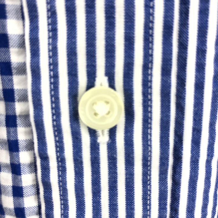 Brooks Brothers 1818 REGENT Seersucker Crazy Pattern Short Sleeve Button-Down Shirt Men's XL cotton blue type Vintage Second Hand