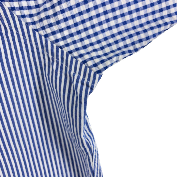 Brooks Brothers 1818 REGENT Seersucker Crazy Pattern Short Sleeve Button-Down Shirt Men's XL cotton blue type Vintage Second Hand