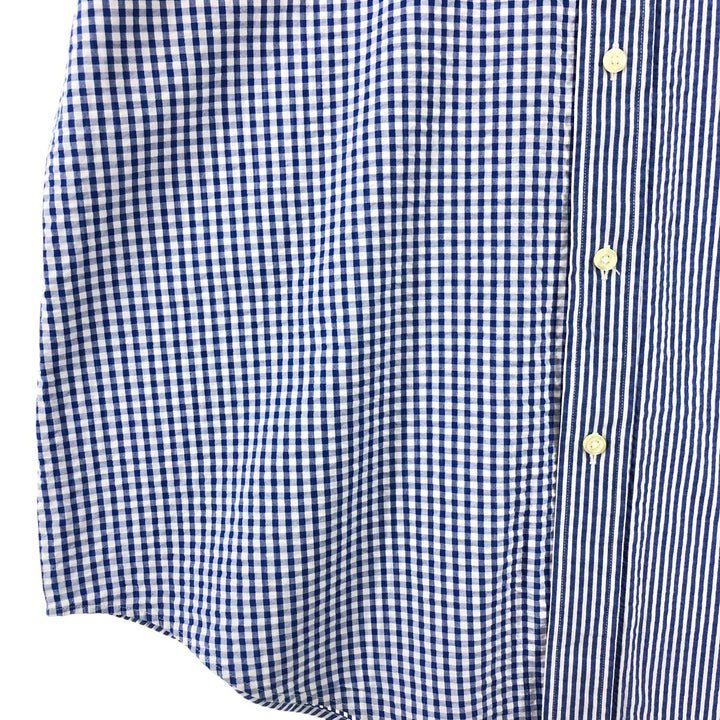 Brooks Brothers 1818 REGENT Seersucker Crazy Pattern Short Sleeve Button-Down Shirt Men's XL cotton blue type Vintage Second Hand