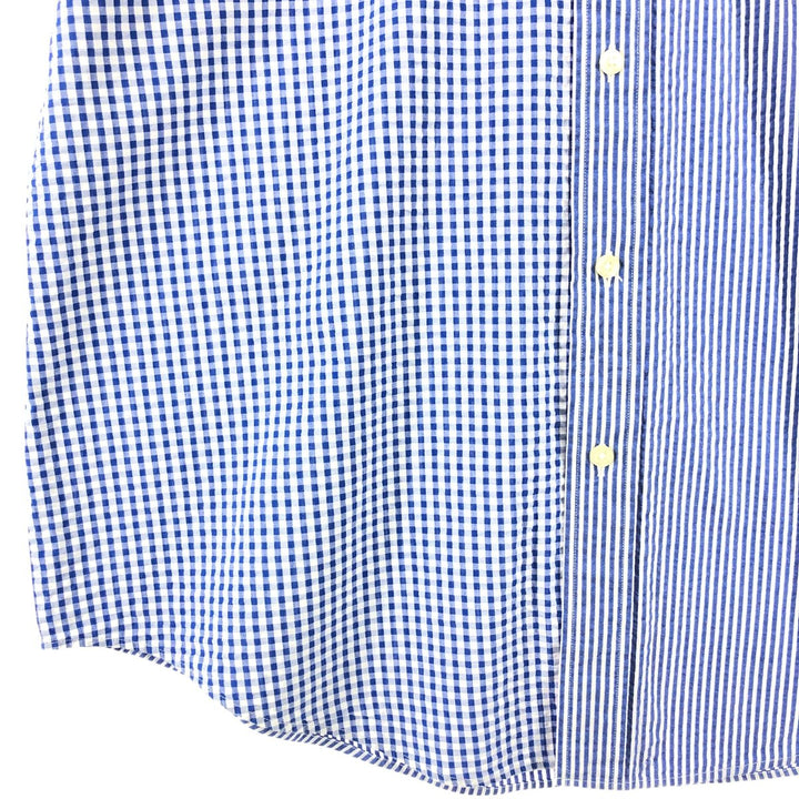 Brooks Brothers 1818 REGENT Seersucker Crazy Pattern Short Sleeve Button-Down Shirt Men's XL cotton blue type Vintage Second Hand