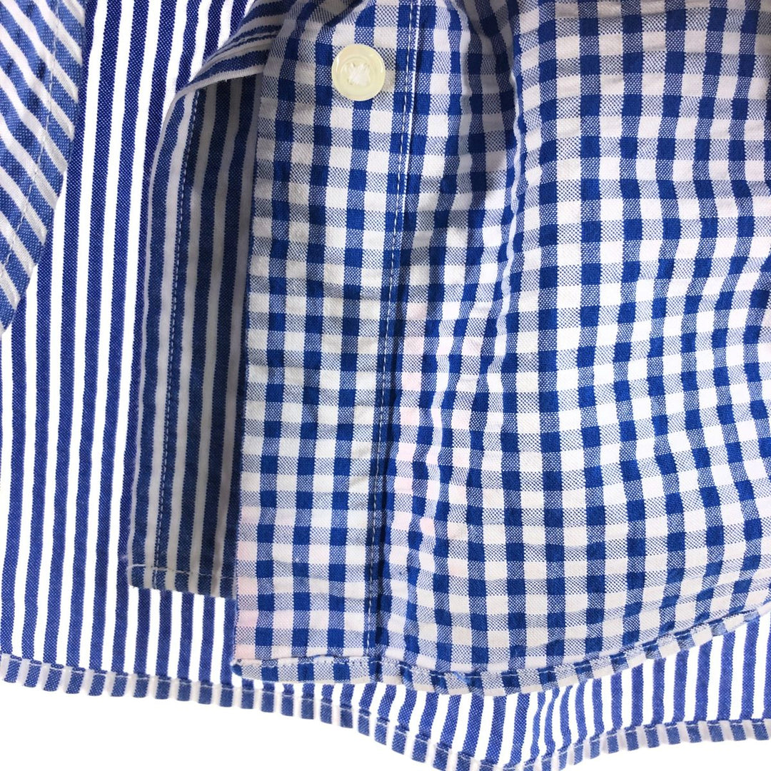 Brooks Brothers 1818 REGENT Seersucker Crazy Pattern Short Sleeve Button-Down Shirt Men's XL cotton blue type Vintage Second Hand