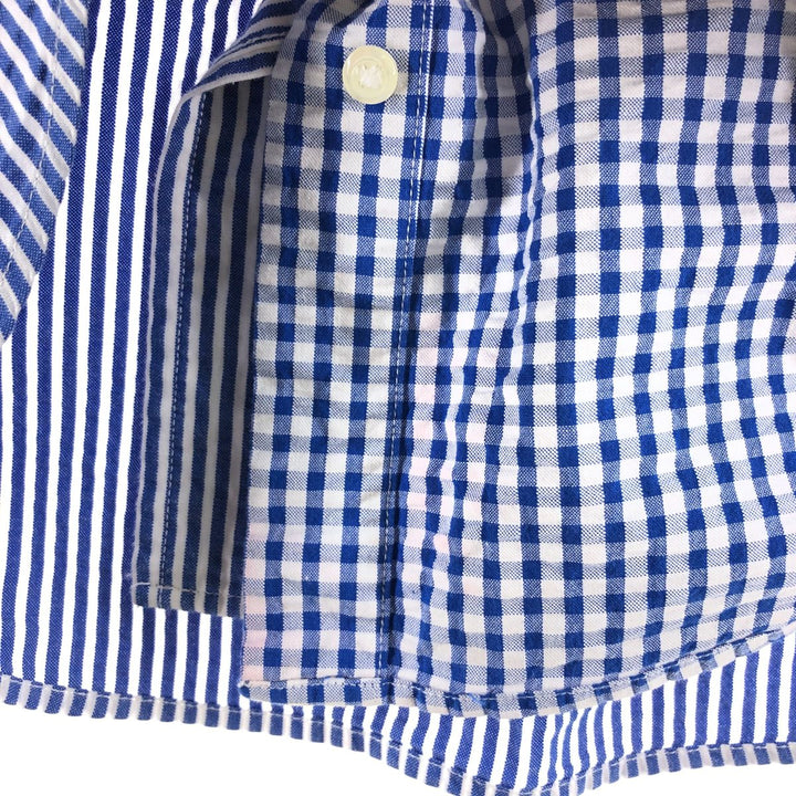 Brooks Brothers 1818 REGENT Seersucker Crazy Pattern Short Sleeve Button-Down Shirt Men's XL cotton blue type Vintage Second Hand
