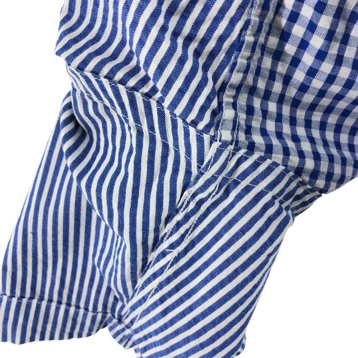Brooks Brothers 1818 REGENT Seersucker Crazy Pattern Short Sleeve Button-Down Shirt Men's XL cotton blue type Vintage Second Hand