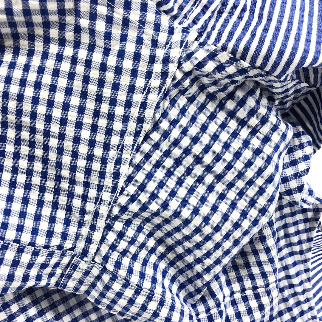 Brooks Brothers 1818 REGENT Seersucker Crazy Pattern Short Sleeve Button-Down Shirt Men's XL cotton blue type Vintage Second Hand