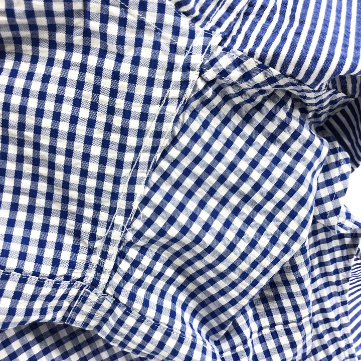 Brooks Brothers 1818 REGENT Seersucker Crazy Pattern Short Sleeve Button-Down Shirt Men's XL cotton blue type Vintage Second Hand