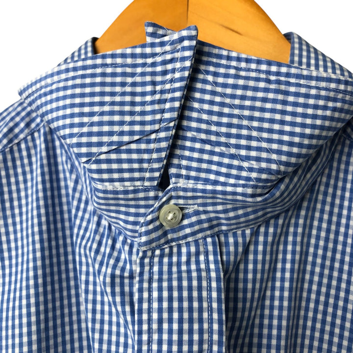 80s-90'S Brooks Brothers MAKERS Gingham Check Short Sleeve Cotton Check Shirt Made in USA Men's XL cotton Blue type light blue Vintage Second Hand