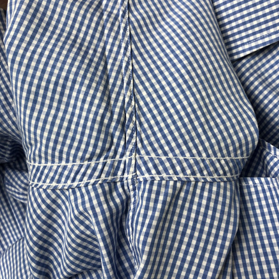 80s-90'S Brooks Brothers MAKERS Gingham Check Short Sleeve Cotton Check Shirt Made in USA Men's XL cotton Blue type light blue Vintage Second Hand