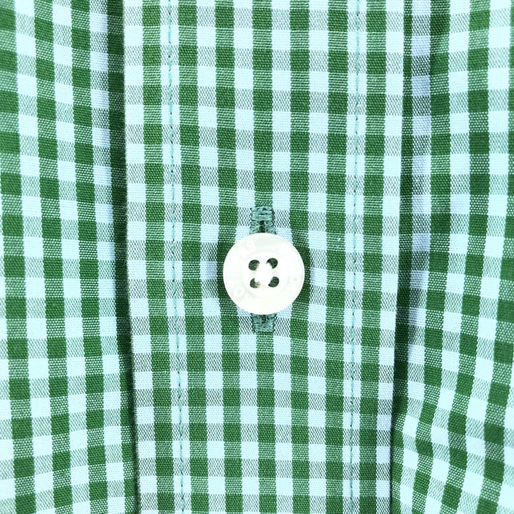 Brooks Brothers Est.1818 Gingham Check Short Sleeve Button Down Check Shirt Men's M cotton green type Vintage Second Hand