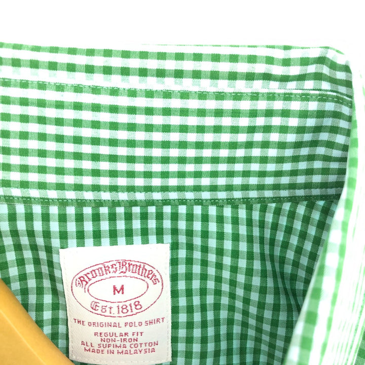 Brooks Brothers Est.1818 Gingham Check Short Sleeve Button Down Check Shirt Men's M cotton green type Vintage Second Hand