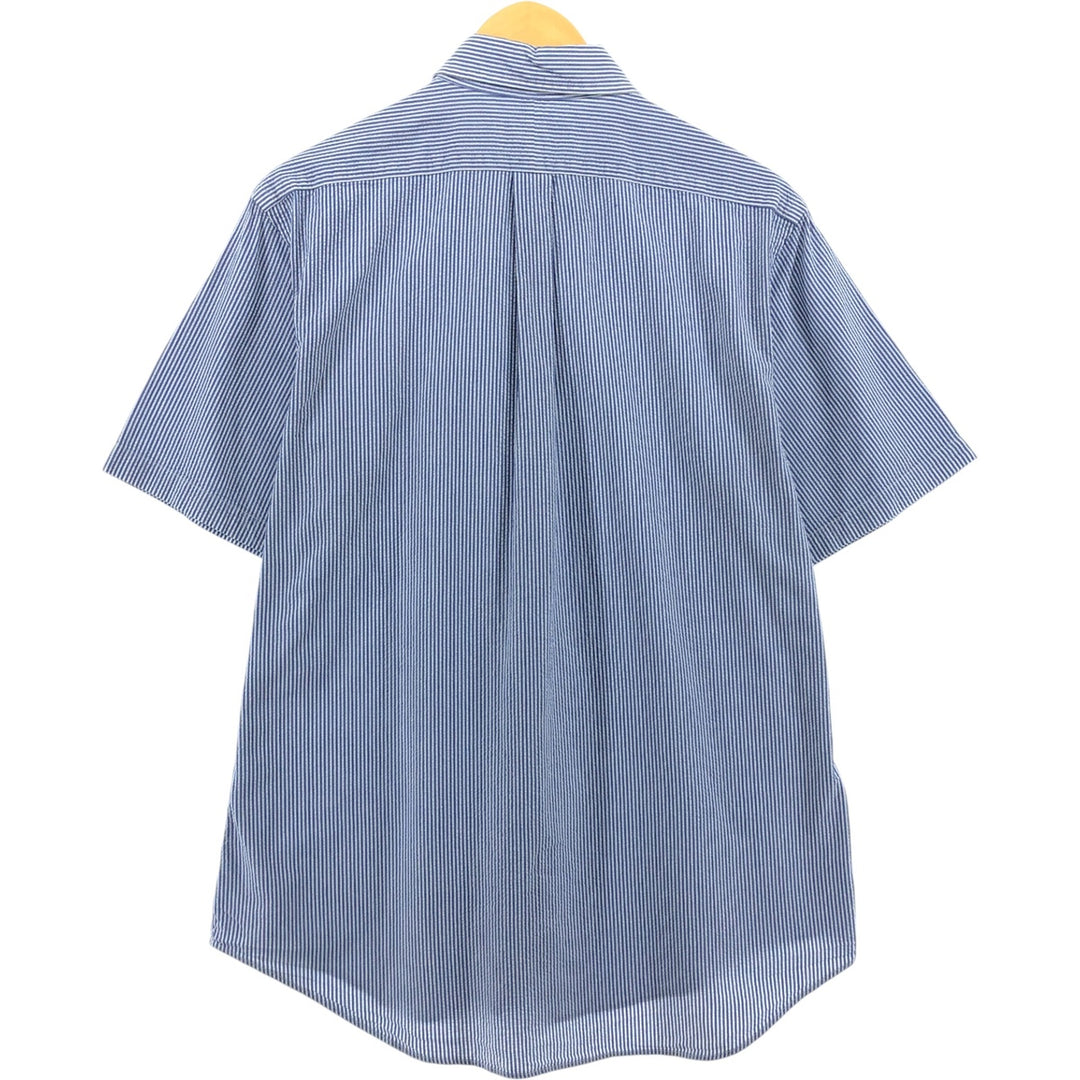 Ralph Lauren RALPH LAUREN Seersucker short sleeve button down striped shirt Men's L size cotton blue type Vintage Second Hand