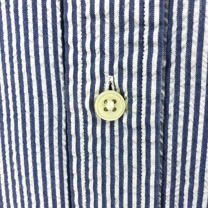 Ralph Lauren RALPH LAUREN Seersucker short sleeve button down striped shirt Men's L size cotton blue type Vintage Second Hand