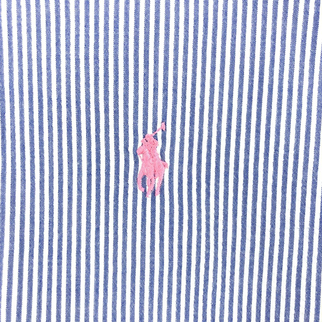 Ralph Lauren RALPH LAUREN Seersucker short sleeve button down striped shirt Men's L size cotton blue type Vintage Second Hand