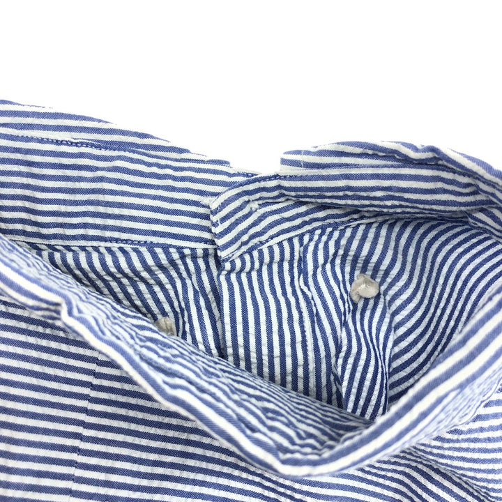 Ralph Lauren RALPH LAUREN Seersucker short sleeve button down striped shirt Men's L size cotton blue type Vintage Second Hand