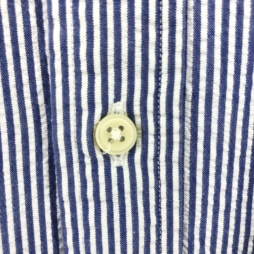 Ralph Lauren RALPH LAUREN Seersucker short sleeve button down striped shirt Men's L size cotton blue type Vintage Second Hand