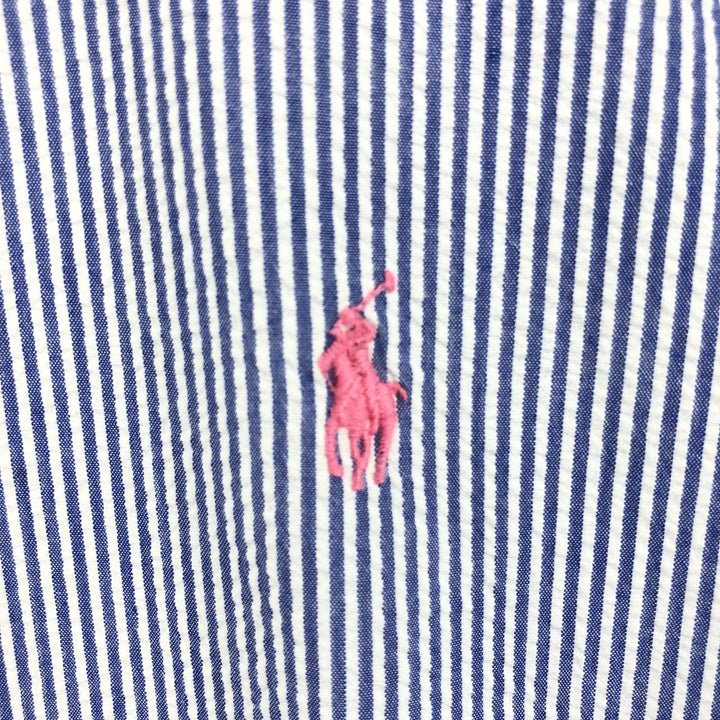 Ralph Lauren RALPH LAUREN Seersucker short sleeve button down striped shirt Men's L size cotton blue type Vintage Second Hand