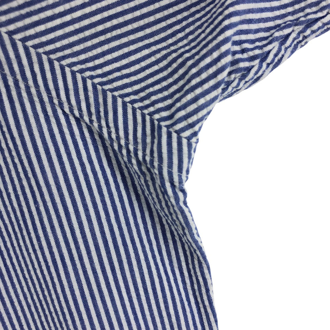 Ralph Lauren RALPH LAUREN Seersucker short sleeve button down striped shirt Men's L size cotton blue type Vintage Second Hand