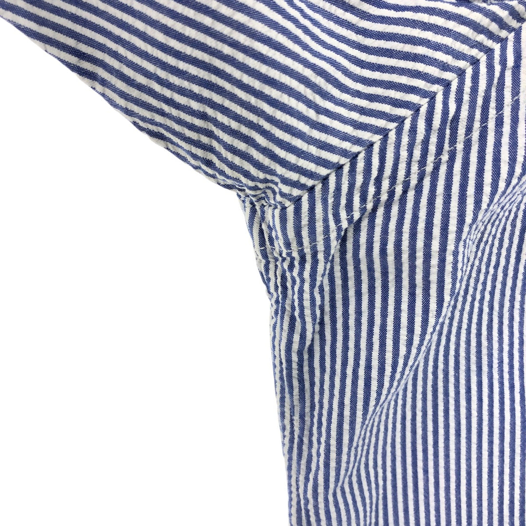 Ralph Lauren RALPH LAUREN Seersucker short sleeve button down striped shirt Men's L size cotton blue type Vintage Second Hand