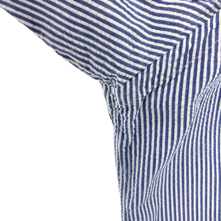 Ralph Lauren RALPH LAUREN Seersucker short sleeve button down striped shirt Men's L size cotton blue type Vintage Second Hand