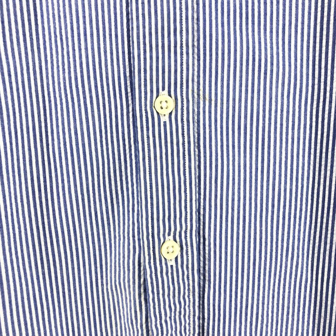 Ralph Lauren RALPH LAUREN Seersucker short sleeve button down striped shirt Men's L size cotton blue type Vintage Second Hand
