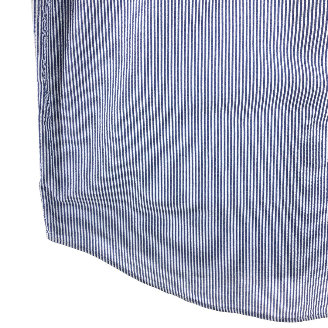 Ralph Lauren RALPH LAUREN Seersucker short sleeve button down striped shirt Men's L size cotton blue type Vintage Second Hand