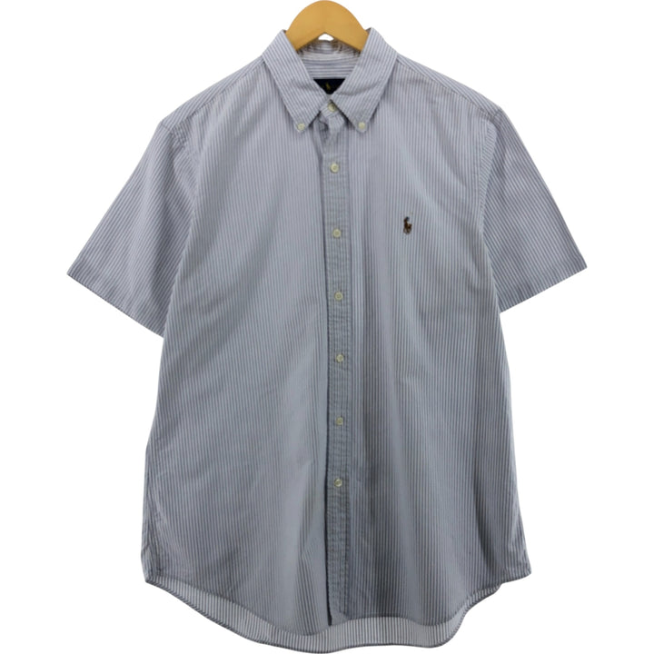 Ralph Lauren RALPH LAUREN Short Sleeve Button Down Striped Shirt Men's L Size Short Sleeve cotton Blue type light blue Vintage Second Hand