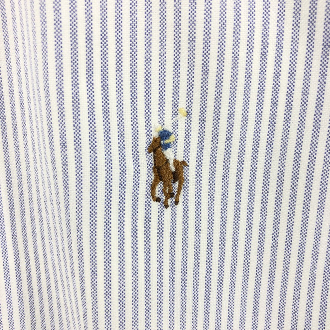 Ralph Lauren RALPH LAUREN Short Sleeve Button Down Striped Shirt Men's L Size Short Sleeve cotton Blue type light blue Vintage Second Hand