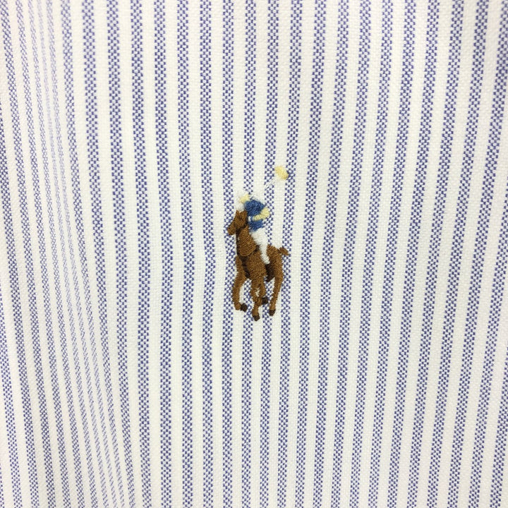Ralph Lauren RALPH LAUREN Short Sleeve Button Down Striped Shirt Men's L Size Short Sleeve cotton Blue type light blue Vintage Second Hand