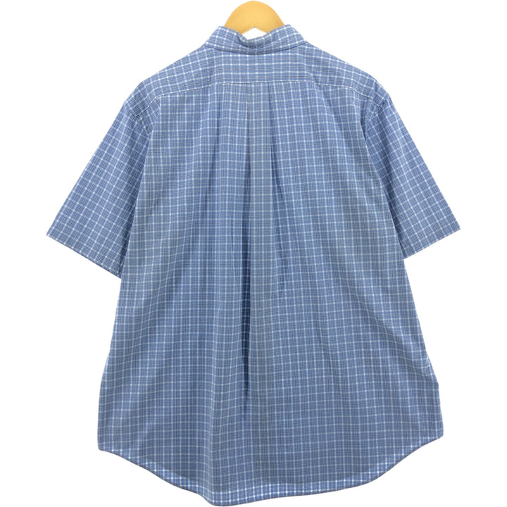 Ralph Lauren Classic Fit Check Pattern Short Sleeve Button Down Check Shirt Men's XL cotton Blue type light blue Vintage Second Hand