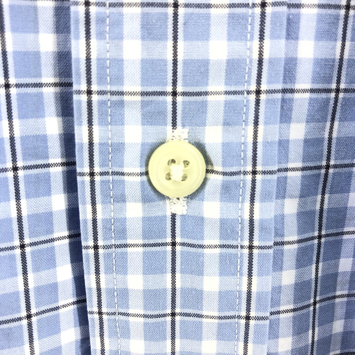Ralph Lauren Classic Fit Check Pattern Short Sleeve Button Down Check Shirt Men's XL cotton Blue type light blue Vintage Second Hand