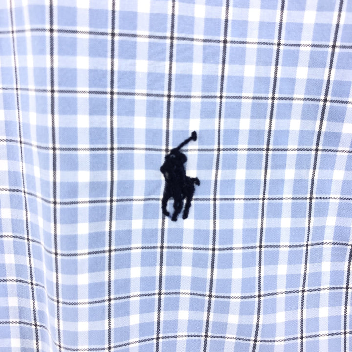 Ralph Lauren Classic Fit Check Pattern Short Sleeve Button Down Check Shirt Men's XL cotton Blue type light blue Vintage Second Hand