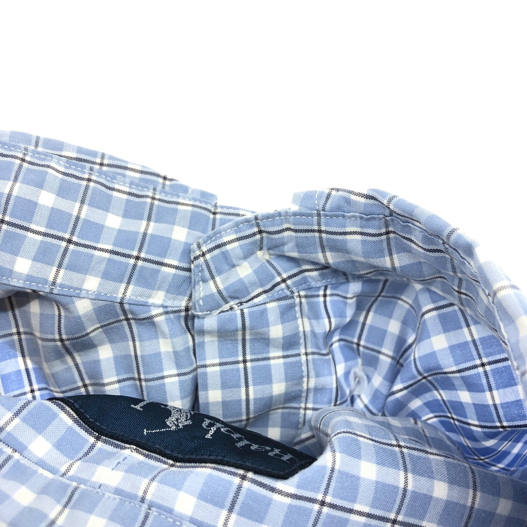 Ralph Lauren Classic Fit Check Pattern Short Sleeve Button Down Check Shirt Men's XL cotton Blue type light blue Vintage Second Hand