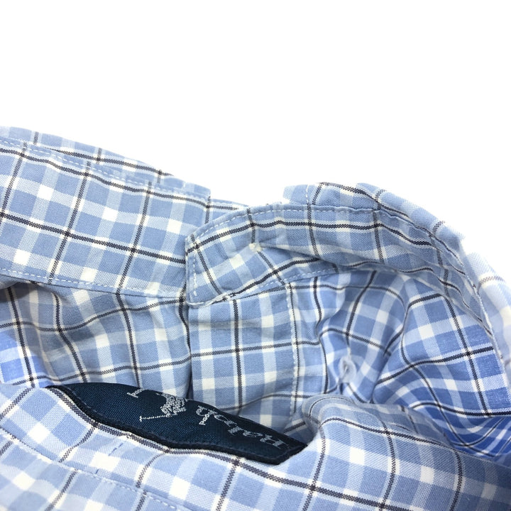 Ralph Lauren Classic Fit Check Pattern Short Sleeve Button Down Check Shirt Men's XL cotton Blue type light blue Vintage Second Hand
