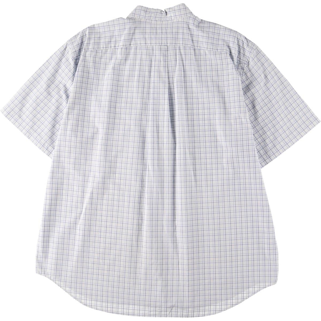 Ralph Lauren short sleeve button down check shirt for men, equivalent to XXL cotton white type Vintage Second Hand