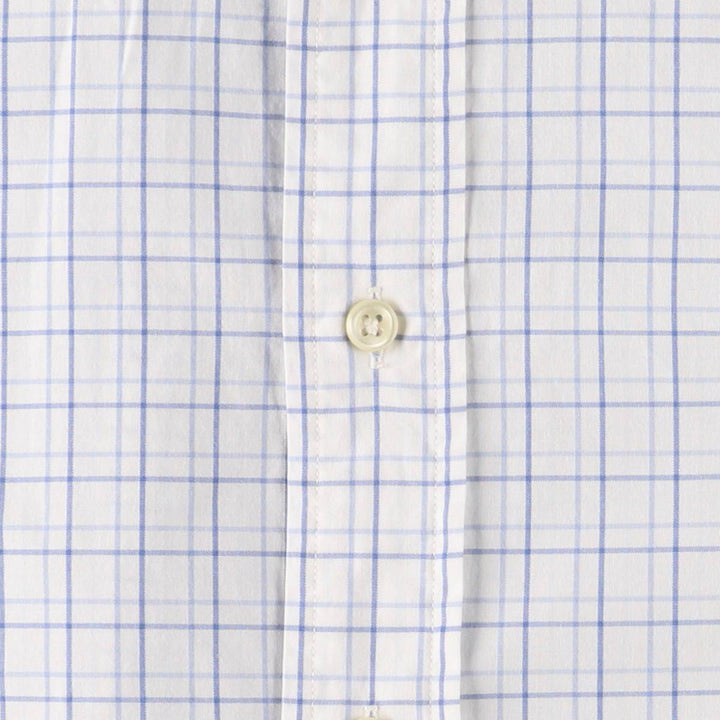 Ralph Lauren short sleeve button down check shirt for men, equivalent to XXL cotton white type Vintage Second Hand