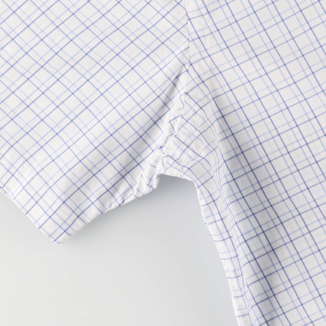 Ralph Lauren short sleeve button down check shirt for men, equivalent to XXL cotton white type Vintage Second Hand