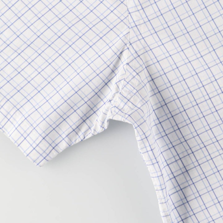 Ralph Lauren short sleeve button down check shirt for men, equivalent to XXL cotton white type Vintage Second Hand
