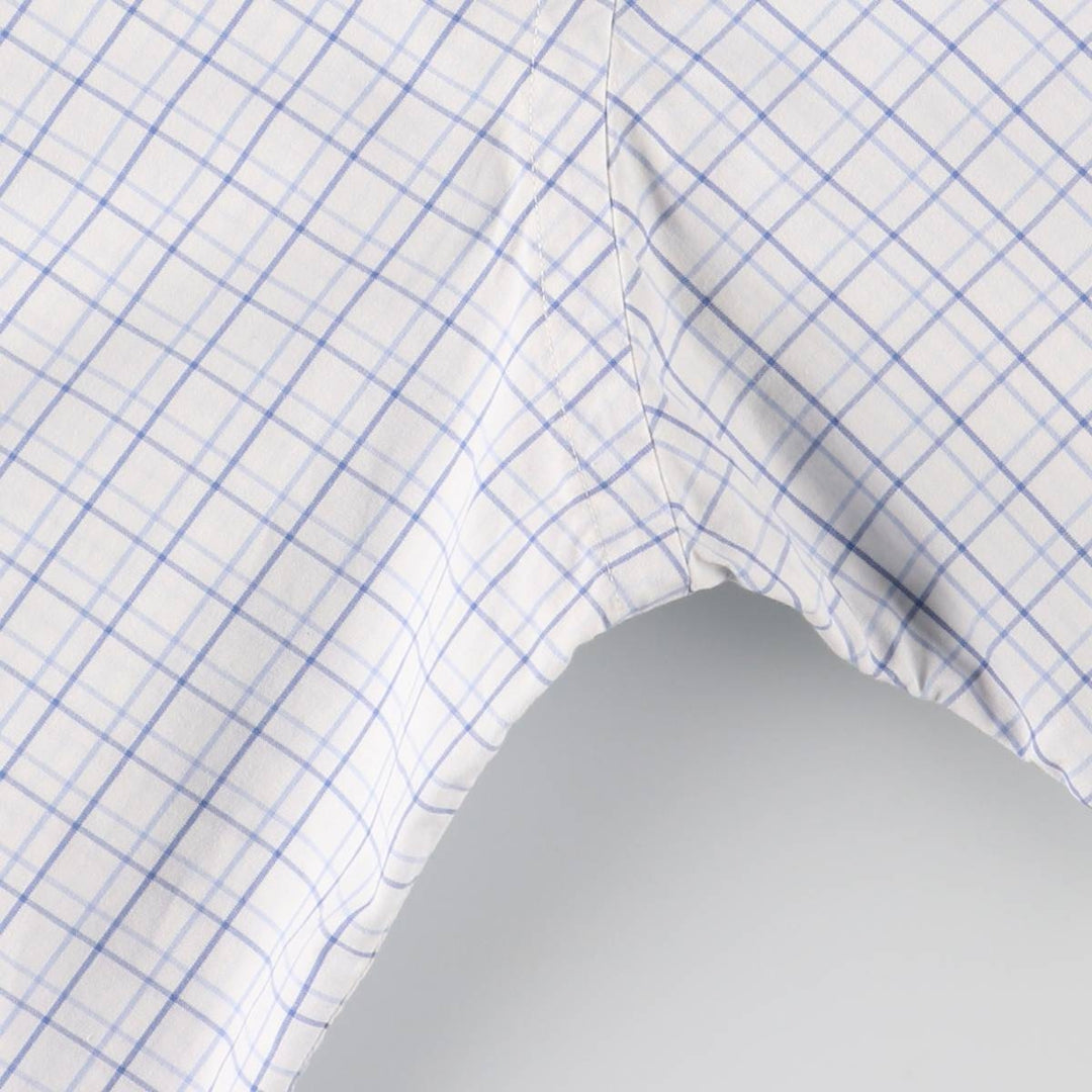 Ralph Lauren short sleeve button down check shirt for men, equivalent to XXL cotton white type Vintage Second Hand