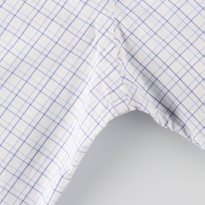 Ralph Lauren short sleeve button down check shirt for men, equivalent to XXL cotton white type Vintage Second Hand