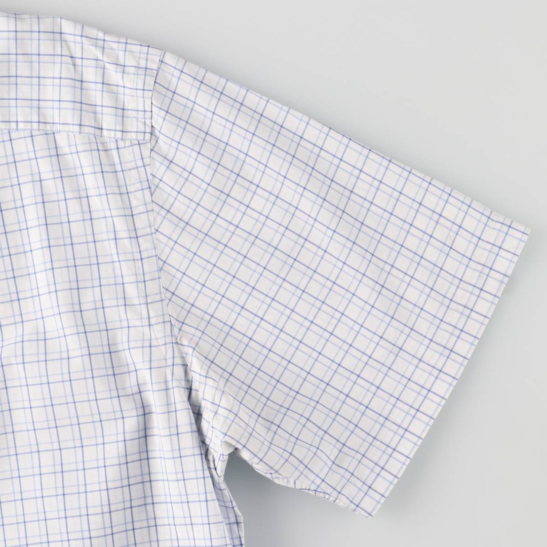 Ralph Lauren short sleeve button down check shirt for men, equivalent to XXL cotton white type Vintage Second Hand