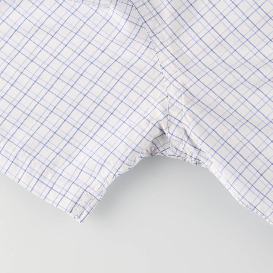 Ralph Lauren short sleeve button down check shirt for men, equivalent to XXL cotton white type Vintage Second Hand