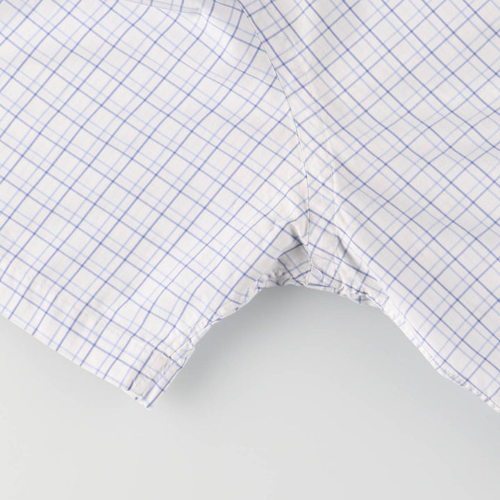 Ralph Lauren short sleeve button down check shirt for men, equivalent to XXL cotton white type Vintage Second Hand