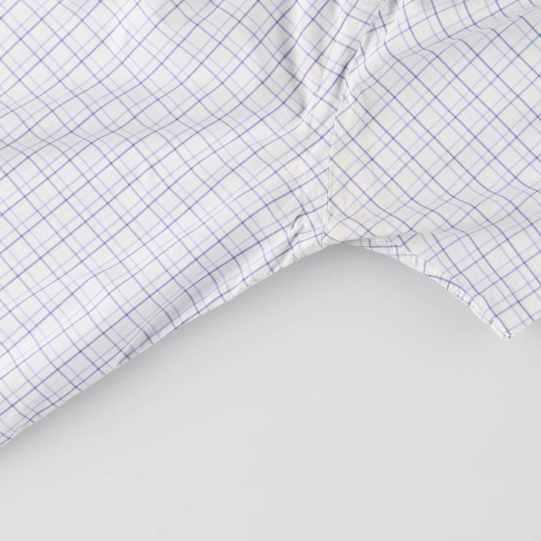 Ralph Lauren short sleeve button down check shirt for men, equivalent to XXL cotton white type Vintage Second Hand