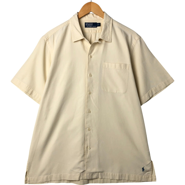 Ralph Lauren POLO by Ralph Lauren Short Sleeve Open Collar Cotton Shirt Box Shirt Men's L Size cotton yellow type Vintage Second Hand