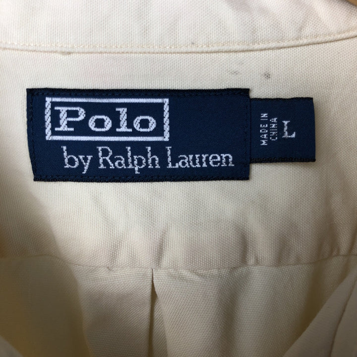 Ralph Lauren POLO by Ralph Lauren Short Sleeve Open Collar Cotton Shirt Box Shirt Men's L Size cotton yellow type Vintage Second Hand