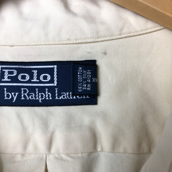Ralph Lauren POLO by Ralph Lauren Short Sleeve Open Collar Cotton Shirt Box Shirt Men's L Size cotton yellow type Vintage Second Hand